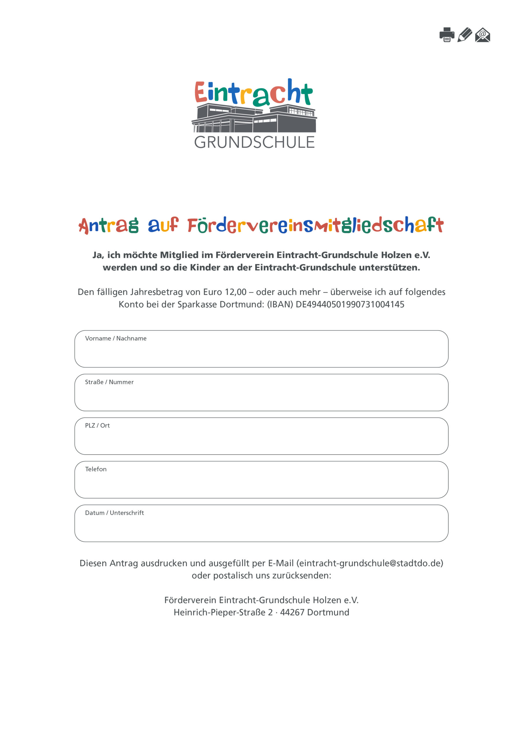 Antrag auf Mitgliedschaft im Förderverein Eintracht-Grundschule Holzen e.V.